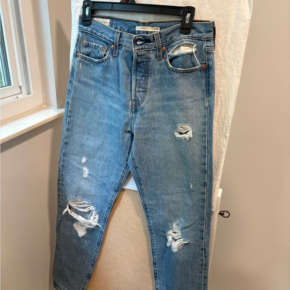 Classic Distressed Women's Blue Jeans